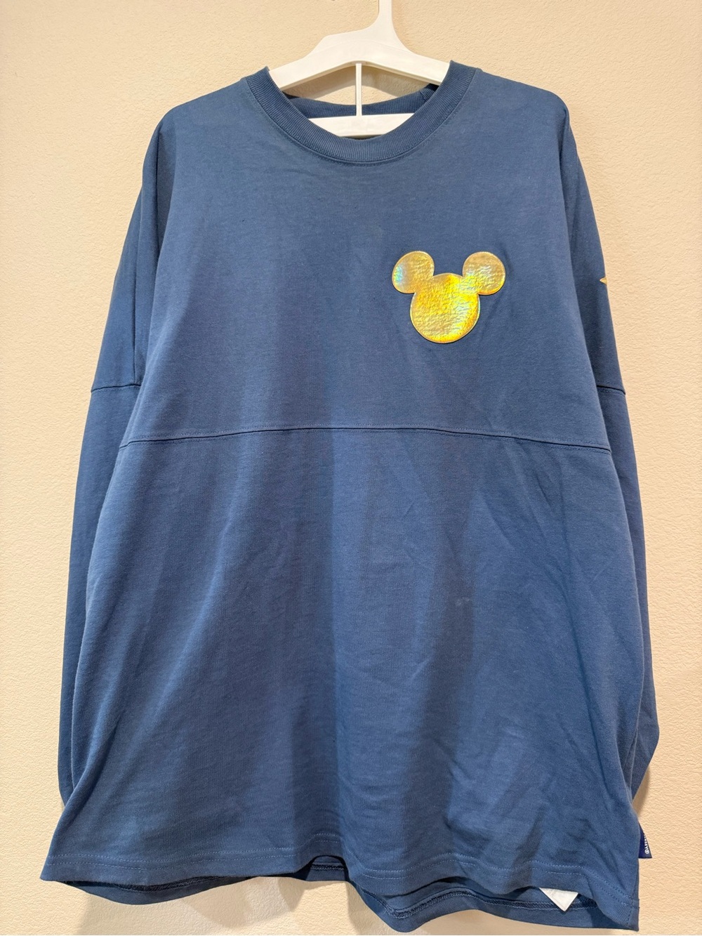 Disney Blue Jersey with Shiny Gold Mickey Patch